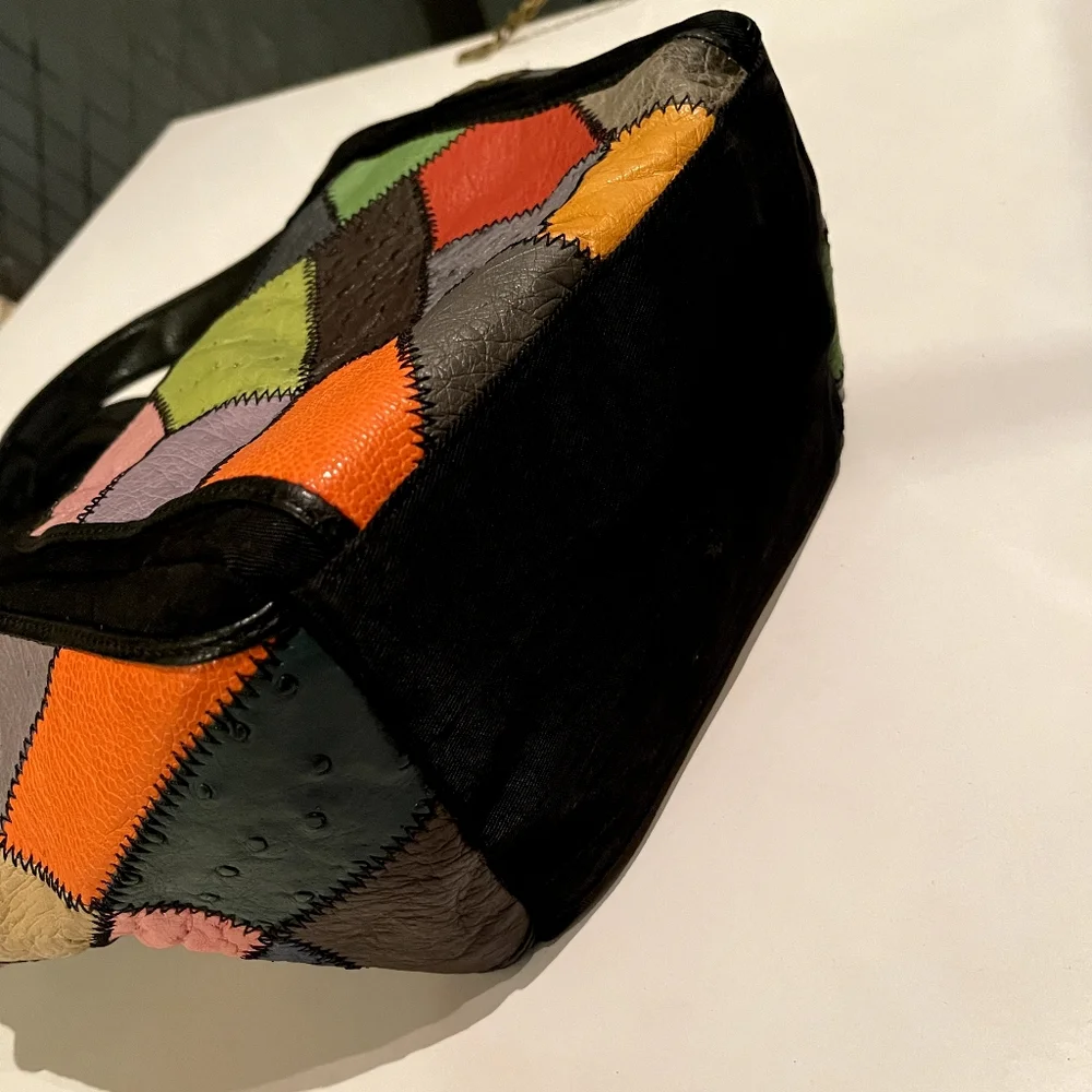 Vintage 80s leather patchwork bag - Picture 6 of 12